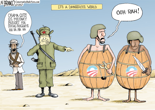 MILITARY CUTS, OBAMA CARTOONS